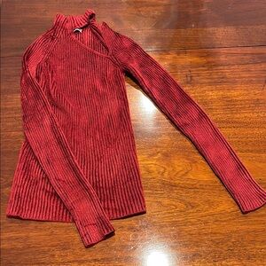 MRZ Red Ribbed Long Sleeve Top.